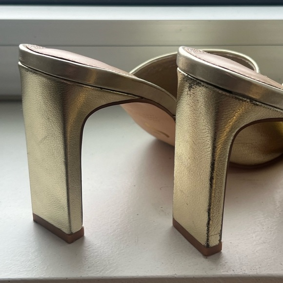 SIREN SHOES KALLIE SHAVED BLOCK HEEL MULE IN SOFT GOLD LEATHER - Picture 4 of 8